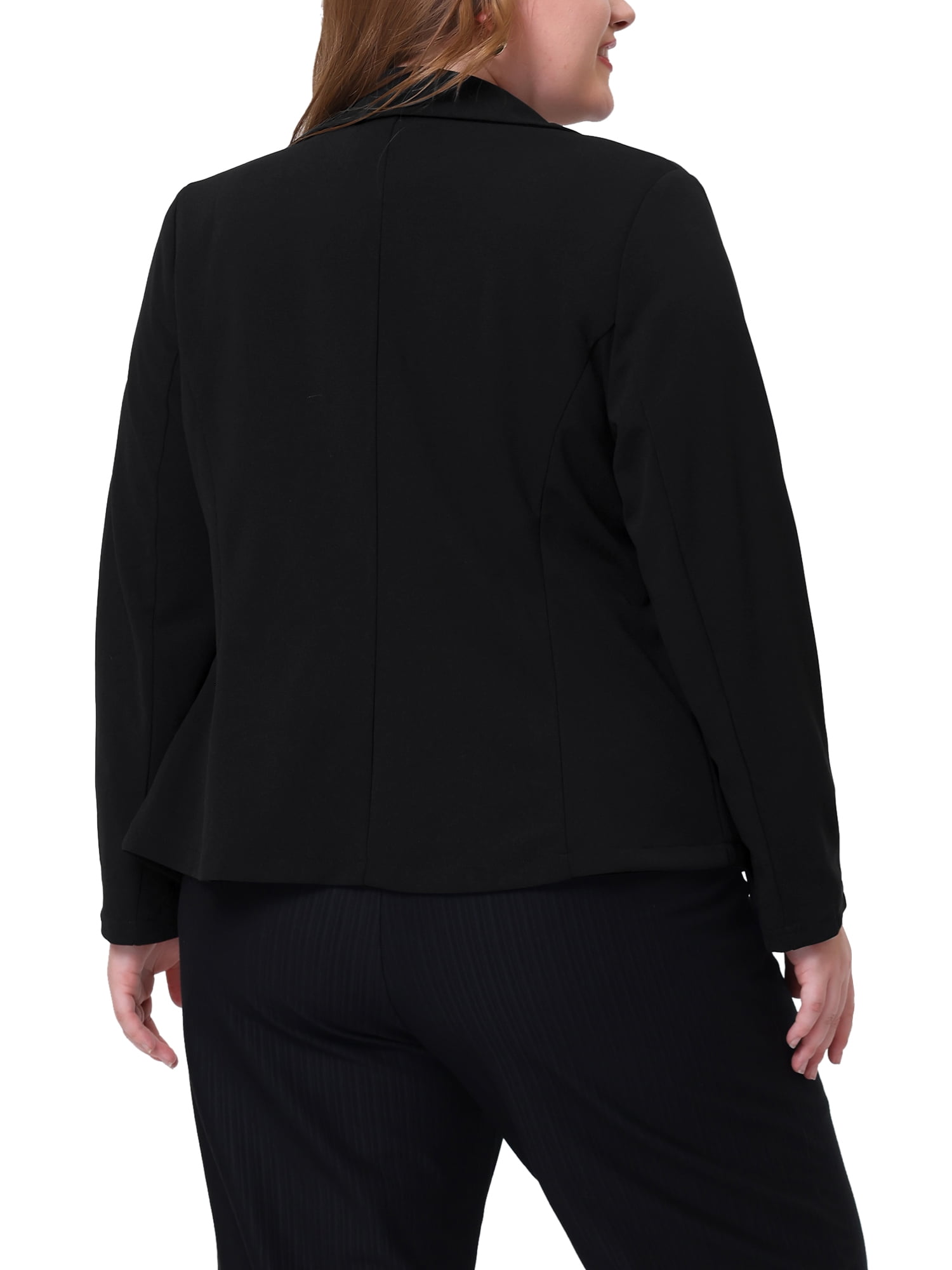 DARING DIVA Women's Plus Stylish Blazerwith Notch Lapel and Front Pockets Black 1X