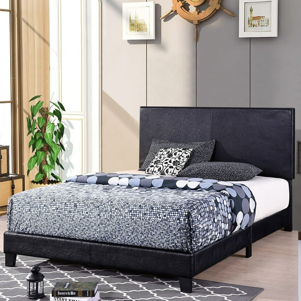 Faux Leather Upholstered Platform Bed, Inexpensive Platform Bed Frame King