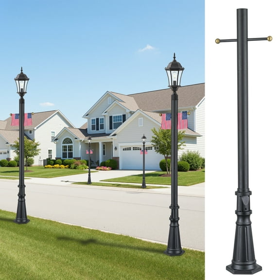 C Cattleya 6 ft. Matte Black Aluminum Outdoor Lamp Post with GFCI Outlet