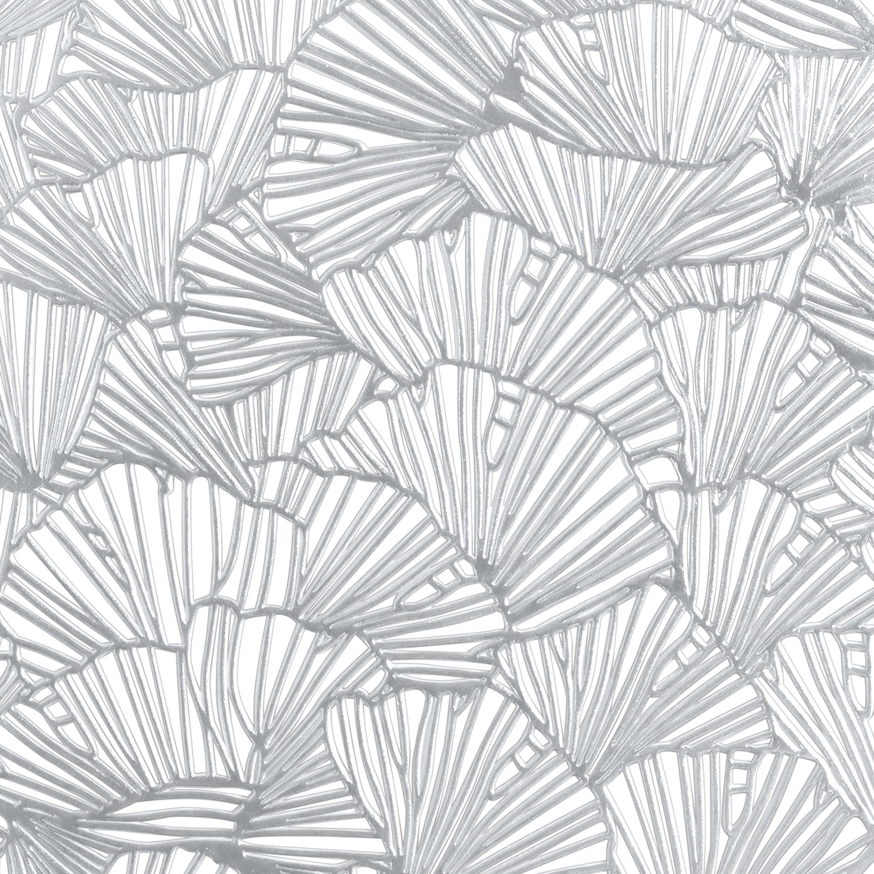 Home Details Set of Four Round Shell Laser Cut Table Place Mat, Silver