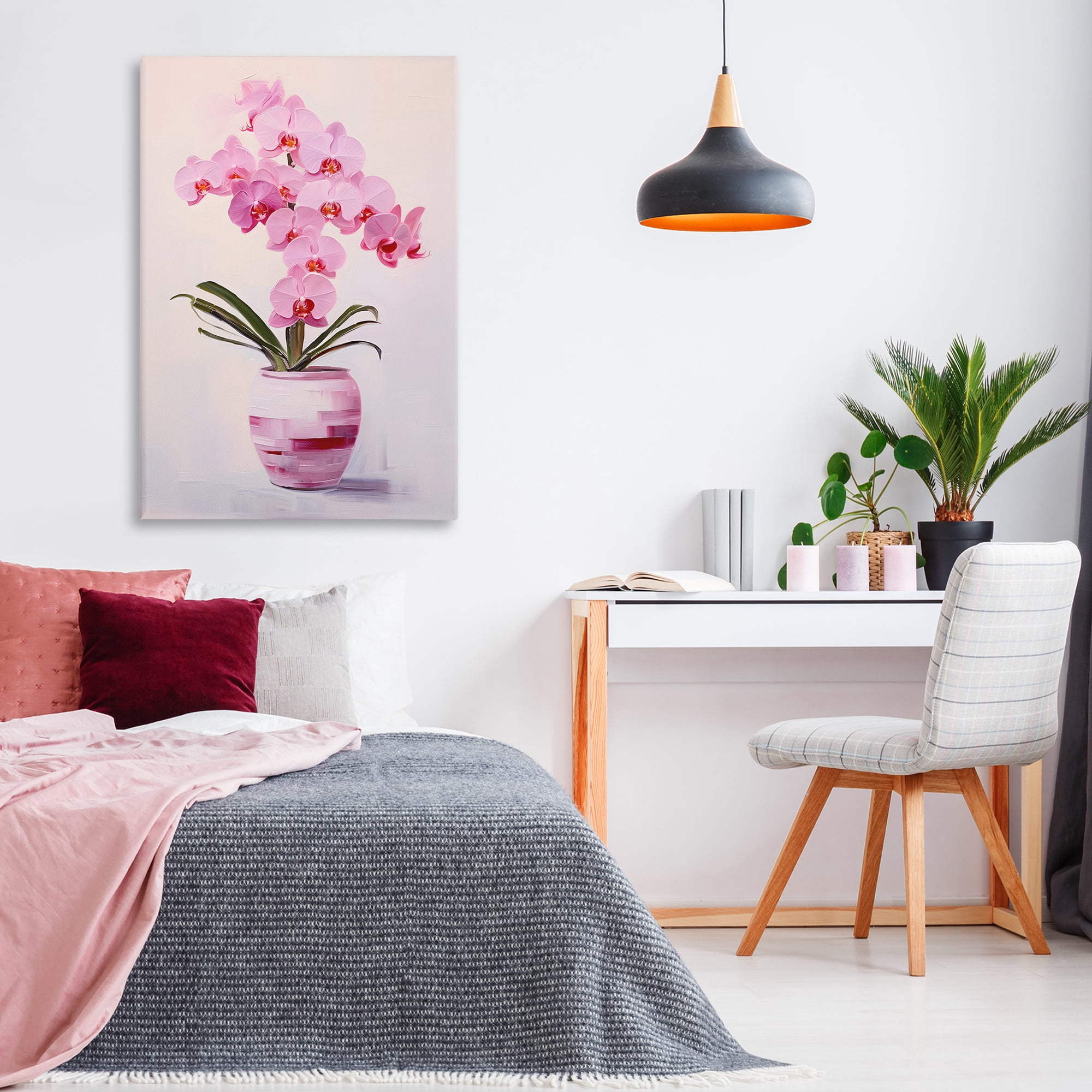 Stupell Industries Rosy Pink Orchid Botanical & Floral Painting Gallery Wrapped Canvas Art Print Wall Art, 30 x 45