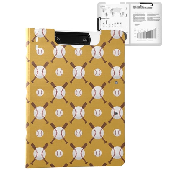 ALAZA Baseball Balls Bats A4 Foldable Clipboard 360 Degree Folder Binder