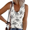 thumbnail image 2 of DeHolifer Summer Tank Tops for Women V-Neck Ribbed Sleeveless Shirts Floral Print Button Up Blouse Casual T-Shirt Black XL, 2 of 5
