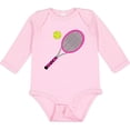 thumbnail image 3 of Inktastic Pink Tennis Racket and Ball Boys or Girls Long Sleeve Baby Bodysuit, 3 of 5