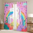 thumbnail image 2 of Homewish Dreamy Unicorn Teens Black Out Curtains, Girly Pink Cartoon Animal Curtains Pack of 2 (42x63 Each), Rainbow Plant Bedroom Curtains, Curtains and Drapes Decor, 2 of 6