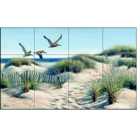 - Ceramic Tile Mural - Pelican Trio - by Mary Erickson - Kitchen backsplash / Bathroom shower