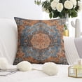 thumbnail image 2 of Burnt Orange Blue Carpet Pattern Farmhouse Cushion Throw Pillow Covers 16"x16", Set Of 2, Linen Study Sofa Cushion Cover Indoor Living Room Home Decor, 2 of 7