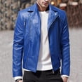 thumbnail image 2 of Fgnfyis Leather Jackets for Men Autumn Winter Leisure One Button Business Suit Style Jacket Mens Coat Blue XL, 2 of 5