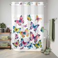 thumbnail image 6 of No Hook Shower Curtain, Colorful Butterfly Shower Curtains for Bathroom with See Through Top Window, Elegant Pastoral Butterflies Watercolor Waterproof & Washable Bath Curtain Extra Long 72"x96", 6 of 9