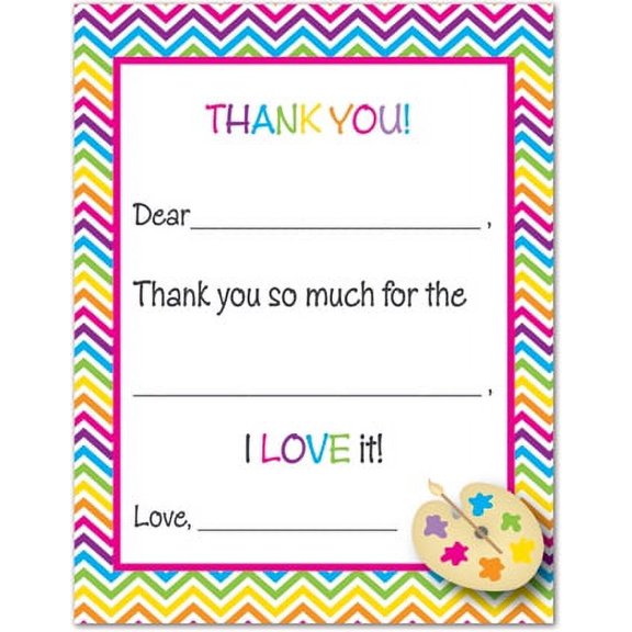 Art and Painting Fill-In Birthday Thank You Cards and Envelopes - 20 count