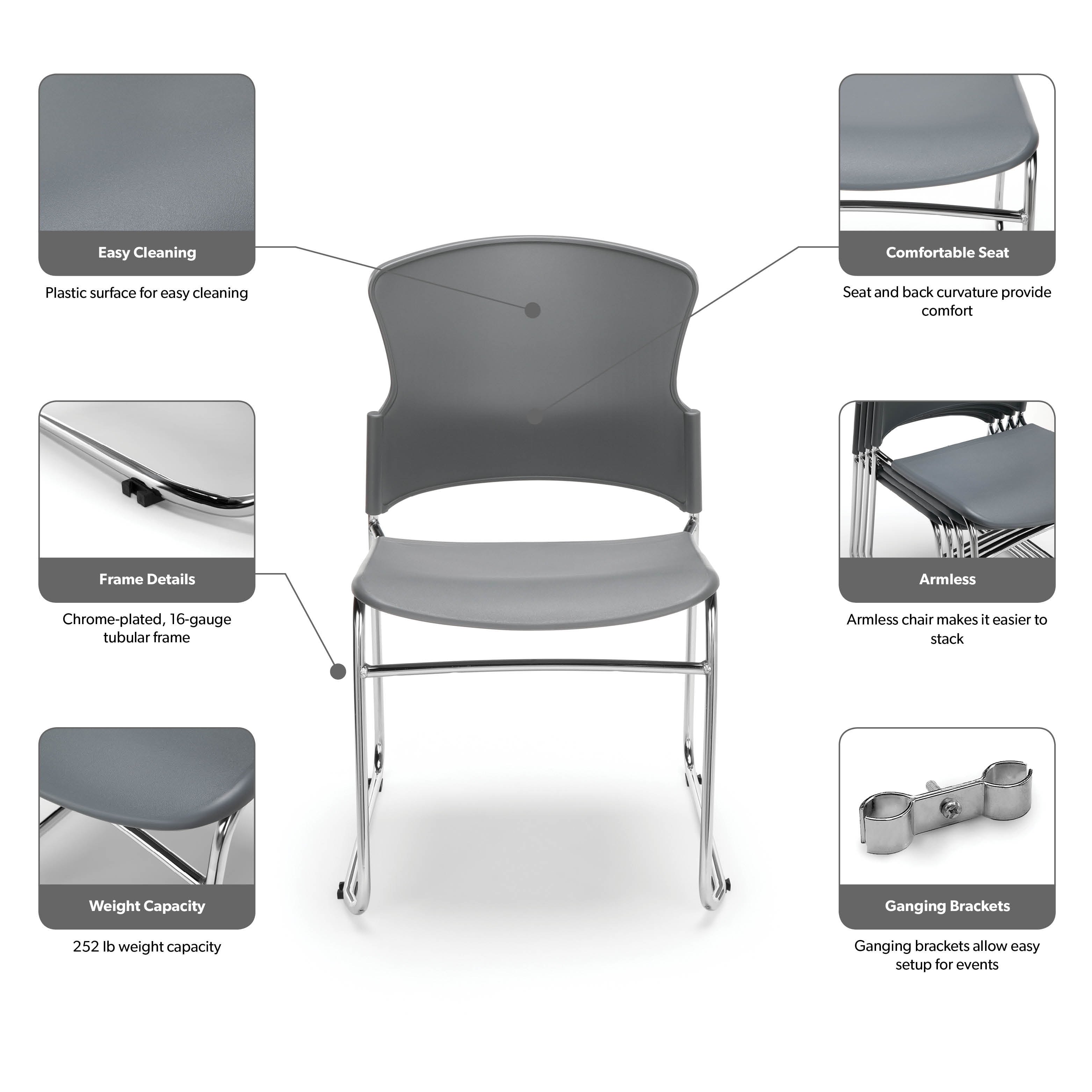 Ofm Core Collection Multi Use Plastic Stack Chair Pack Of 4