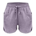 thumbnail image 4 of JINMGG 2024 Summer Plus Womens Shorts Clearance,Women Summer Drawstring Elastic Waist Casual Solid Shorts Short Pants Purple L, 4 of 5