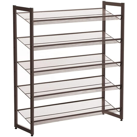 SONGMICS 5-Tier Metal Shoe Rack, Shoe Organizer, Bronze