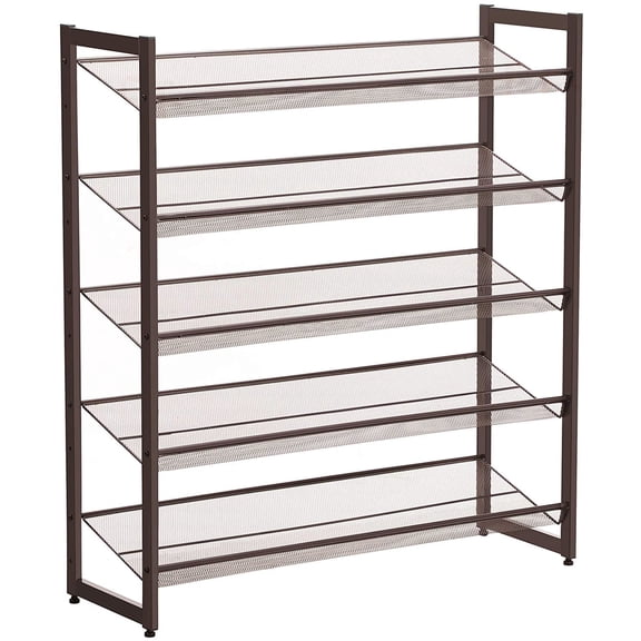 SONGMICS 5-Tier Metal Shoe Rack, Shoe Organizer, Bronze