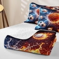 thumbnail image 4 of meiyoeat Fire Water Multisport Bed Spread Queen for Boys, Lightning Basketball Baseball Soccer Queen Coverlet Set, 3-Piece, 1 Comforter and 2 Pillowcases, 4 of 7