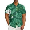 thumbnail image 2 of UVEASISHA Men Button Down Shirt Short Sleeve Casual Hawaiian Shirts Summer Tropical Printed Beach Shirt Mens Big and Tall Bowling Shirts Army Green 4XL, 2 of 6