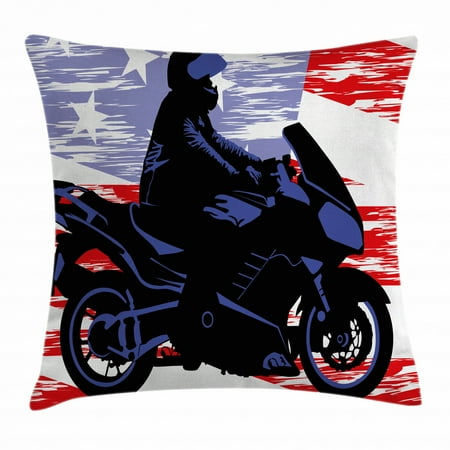 Teen Room Decor Throw Pillow Cushion Cover Man On Motorcycle