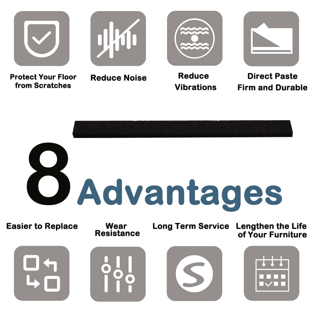 Unique Bargains 16pcs Furniture Felt Pads Self-stick Non Slip Anti-scratch Floor Protector