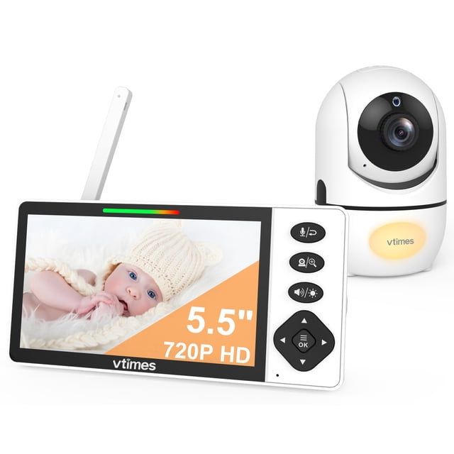 Monitor para bebés vTimes con cámara y audio HD 720P de 5.5 pulgadas