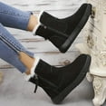 thumbnail image 4 of Luxalzxs Snow Boots for Women Round Toe Flat Soled Short Tube Plus Velvet Thickened Warm Boots Side Zipper Cotton Shoes, 4 of 5
