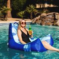 thumbnail image 5 of Big Joe Captain's Float No Inflation Needed Pool Lounger with Drink Holder, Paintbrush Blue Double Sided Mesh, Quick Draining Fabric, 3 feet, 5 of 10