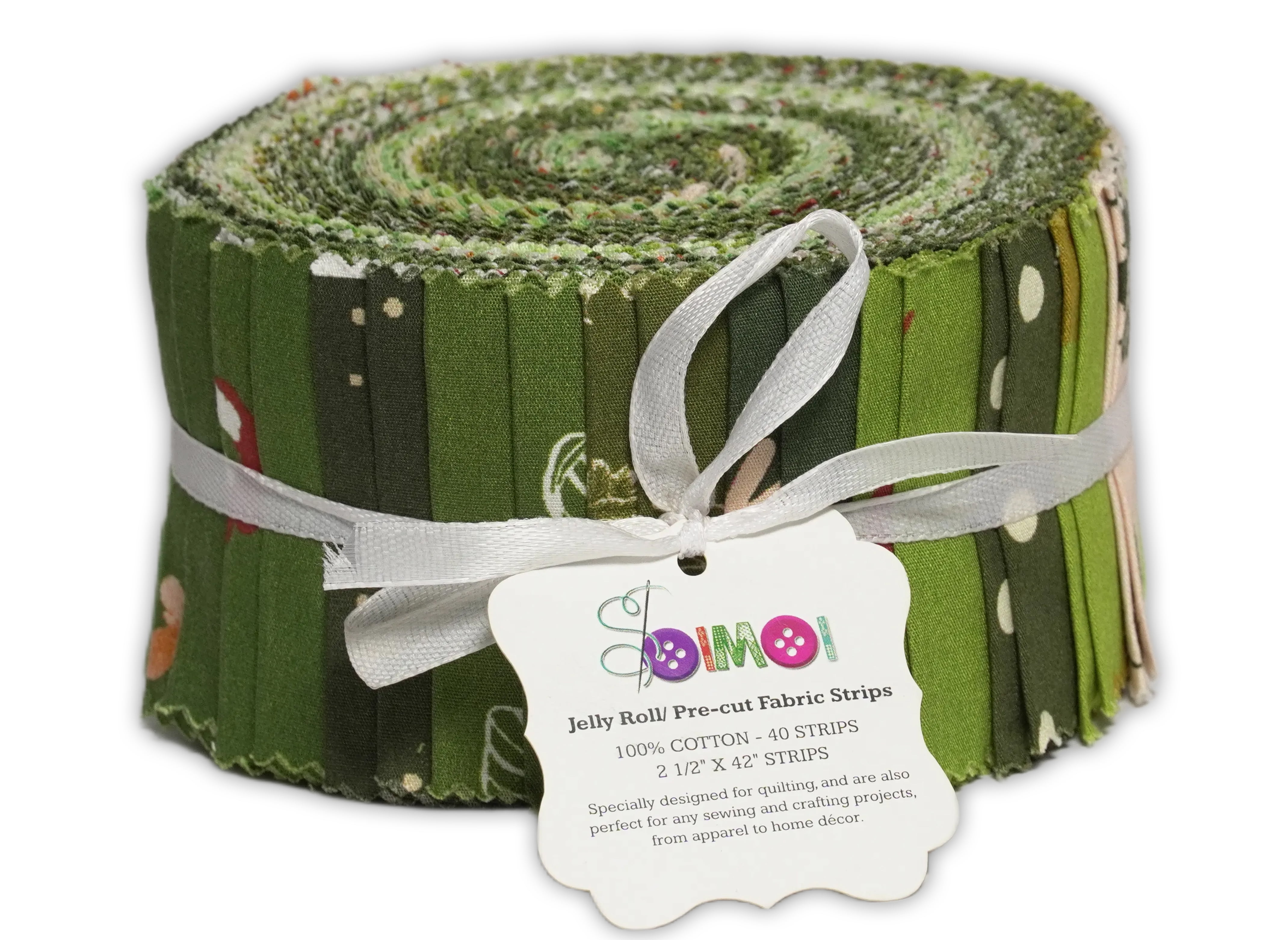 Soimoi 40Pcs Florals Print Cotton Precut Fabrics for Quilting Craft Strips 2.5 x 42 inches Jelly Roll