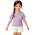 thumbnail image 3 of Chandails pour Filles Col Rond T-Shirt à Manches Courtes pour Tout-Petit Tenue d'Été Fille Shorts de Basketball Garçons 4T, 3 of 4