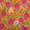 thumbnail image 4 of Tangerine Orange, Bubblegum Pink Indian Floral Hand Block Printed Pure Cotton Cloth Napkins, 9x9"- Cocktail Napkins, 20x20"- Dinner Napkins, 4 of 4