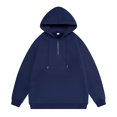 thumbnail image 4 of Hoodies for Men Half Zip Up Hoodie Drop Shoulder Casual Long Sleeve Pullover Solid Sweatshirt, 4 of 4