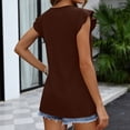 thumbnail image 5 of Qwertyu Womens Summer Tops Babydoll Ruffle Sleeve V Neck Elegant Ladies Tie Dye Shirts Spring Dressy Casual Blouses Brown M, 5 of 6