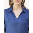 thumbnail image 5 of Moomaya Solid Short Sleeves Shirt Style Collar Top, Womens Summer Pullover Tunic, 5 of 8