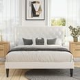 thumbnail image 3 of Sha Cerlin White Queen Size Platform Bed Frame with Adjustable Leather Tufted Headboard, Adult, 3 of 10