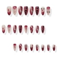thumbnail image 6 of Tryvkinvive 24PCS Medium Almond Press On Nails,Nude Red Ombre Drip Crackle Rhinestone Fake Nails,Reusable Full Cover Glue On Nails for Women Gothic Halloween Party, 6 of 7