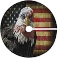 thumbnail image 1 of FMSHPON 4th of July Patriotic American Bald Eagle on Grunge Flag Xmas Christmas Tree Skirt Stand Mat for Holiday Party Decoration Indoor Outdoor 36 inches, 1 of 6