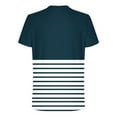 thumbnail image 4 of Men's T Shirt Short Sleeve Crew Neck T-Shirt Casual Summer Classic Basic Tee Shirts Men's Casual Short Sleeved Striped Printed Round Neck off Shoulder Top Navy,5XL, 4 of 5