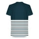 thumbnail image 4 of Blusas y camisas de manga corta con cuello redondo para hombre, blusa informal de poliéster con hombros descubiertos, estampado a rayas y manga corta para hombre., 4 of 5