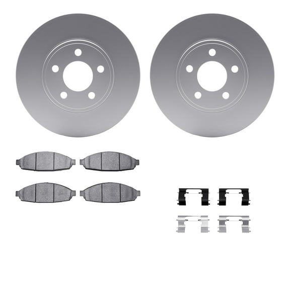 Dynamic Friction Company Front Geospec Brake Rotors with Heavy Duty Brake Pads includes Hardware 4212-56014