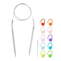 Uxcell Knitting Needles Size US 9(5.5mm) Circular Needle 39 Inch(100cm) Round Metal Stainless Steel Needle with Needles for Handmade Projects DIY Knitting