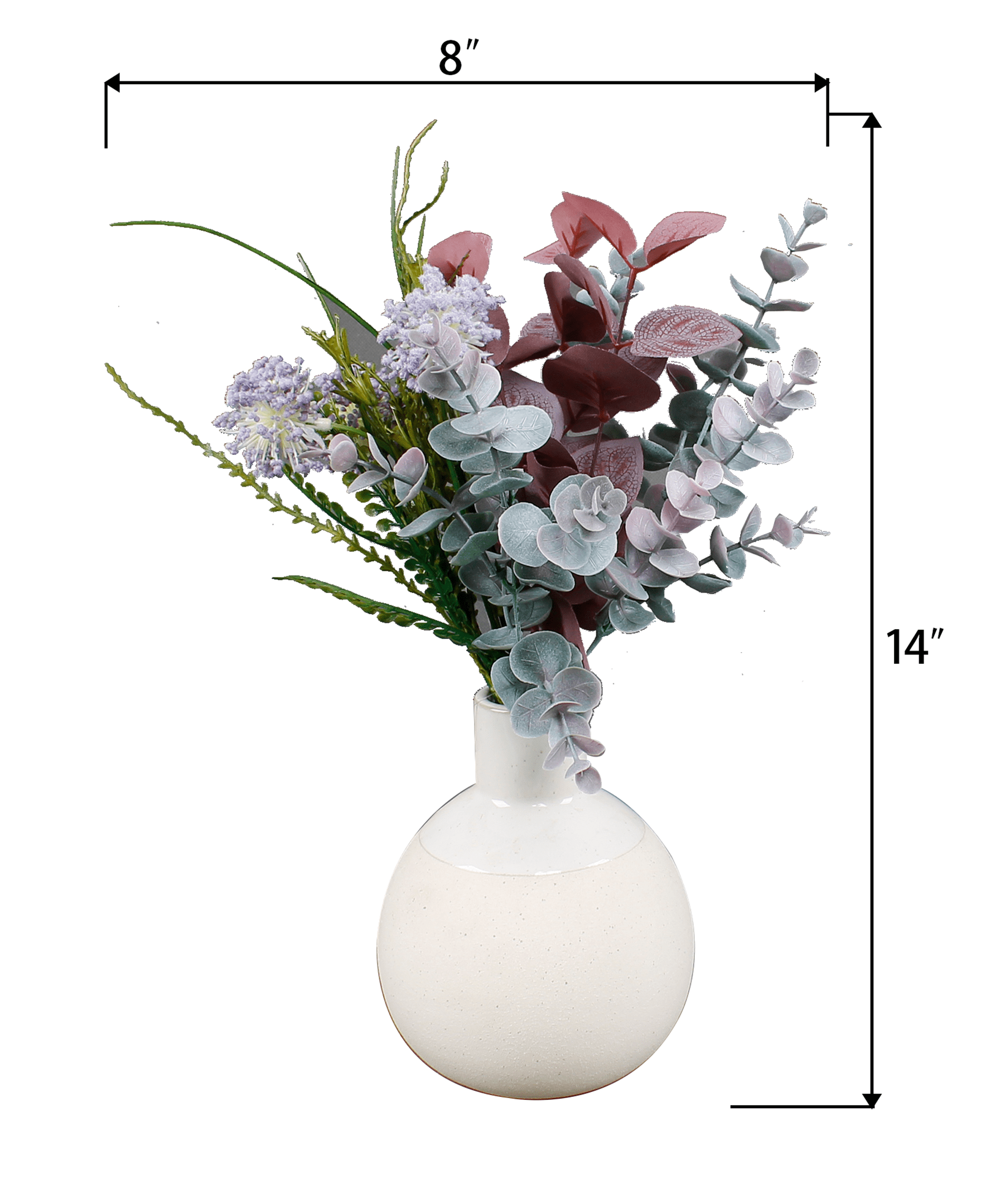 Home Decor Collection 14” Artificial Mixed Floral Arrangement in Sand White Ceramic Vase Made for Tabletops – 1.3 lbs