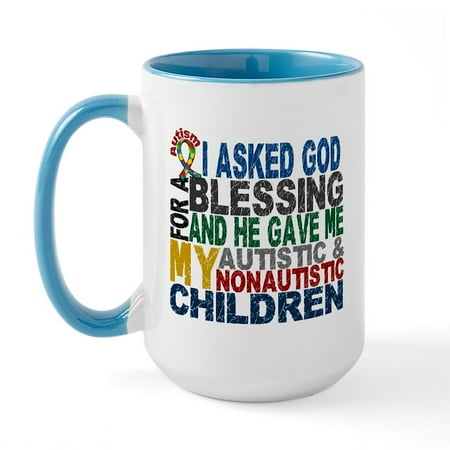 

CafePress - Blessing 5 Autistic And Non Autistic Children Larg - 15 oz Ceramic Large Mug