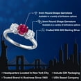 thumbnail image 2 of Gem Stone King 925 Sterling Silver Red Created Ruby and White Zirconia Engagement Ring for Women | 2.50 Cttw | Round 6MM | Gemstone July Birthstone | Size 7, 2 of 6