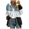 thumbnail image 3 of TQWQT Fleece Coats for Women  Faux Fur Jacket Coat Fuzzy Fleece Jacket Plus Size Zip Up Drawstring Sweatshirt Oversized Light Blue S, 3 of 6