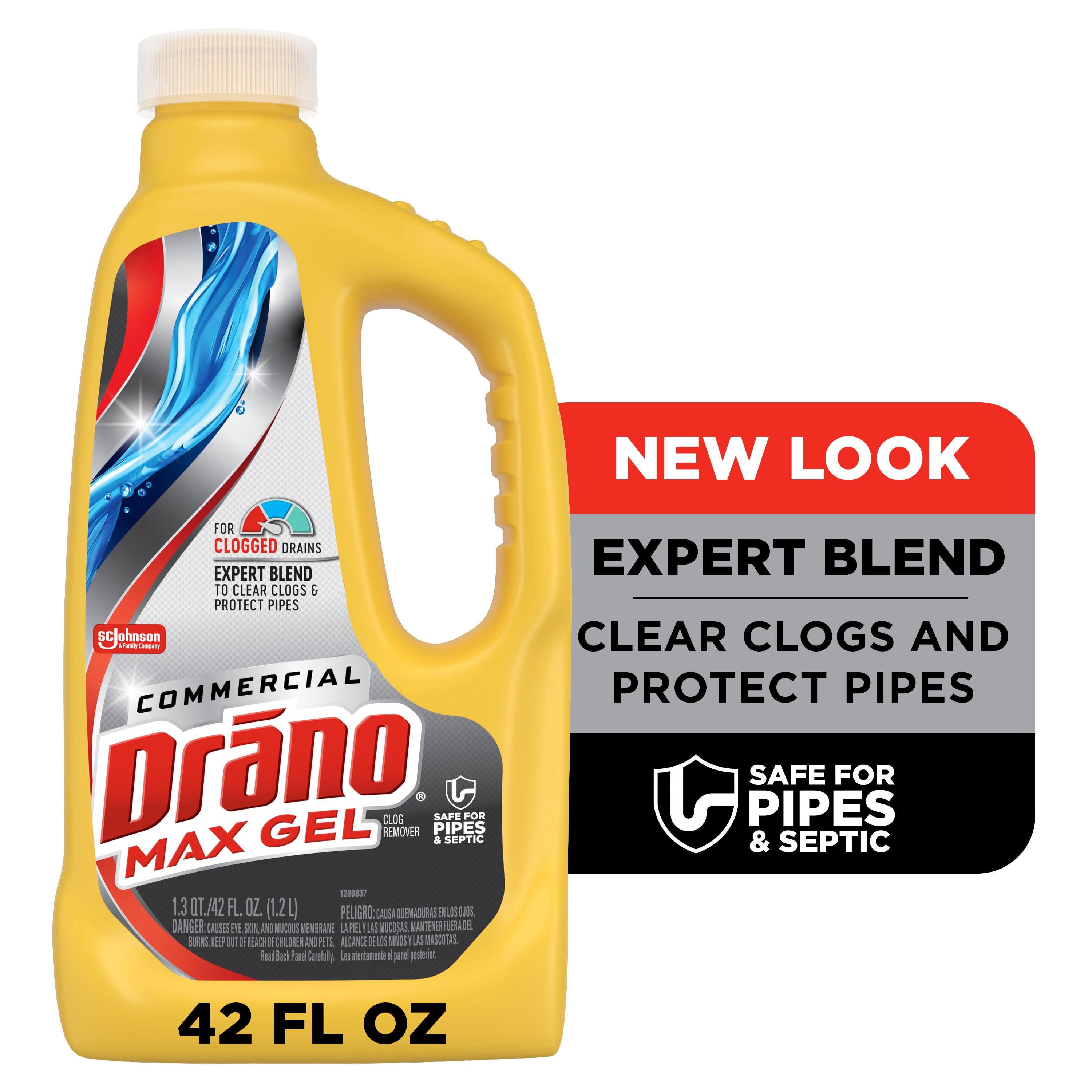 (4 pack) Drano Max Gel Drain Clog Remover, Commercial Line, 42 fl oz