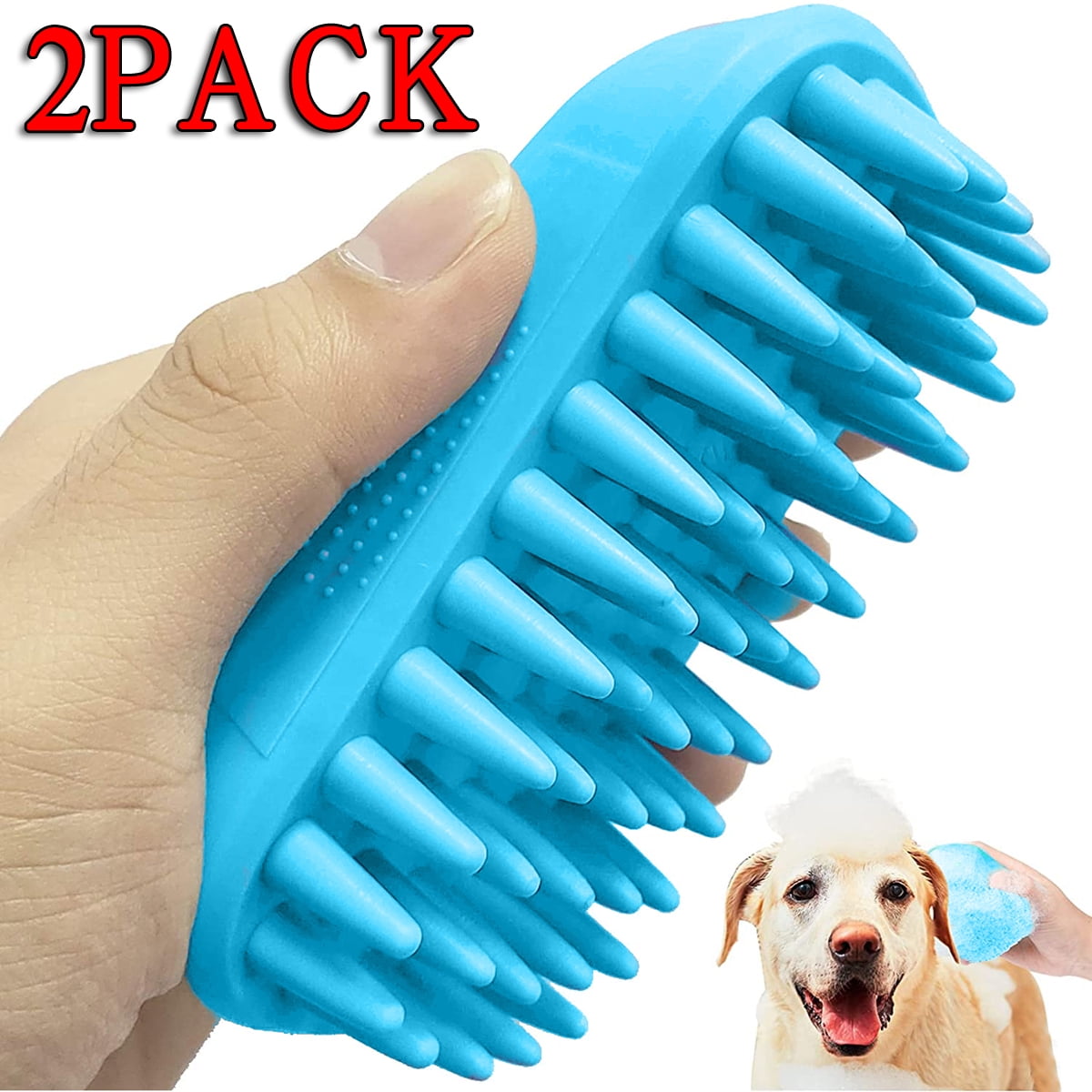 XIGOU Dog Bath Brush, 2 Pcs Dog Brush for Shedding Short Haired Dogs, Dog  Grooming Shedding Bath Brush Soothing Massage Rubber Bristles Curry Comb