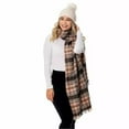 thumbnail image 4 of Emanuel Geraldo Ladies' Faux Fur Pom Plaid Hat, Scarf & Glove Set, White/Pink - One Size, 4 of 7