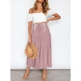 thumbnail image 3 of MOSHU High Waist Midi Skirt for Women A-Line Pleated Skirts with Pockets Flowy Dresses, 3 of 9