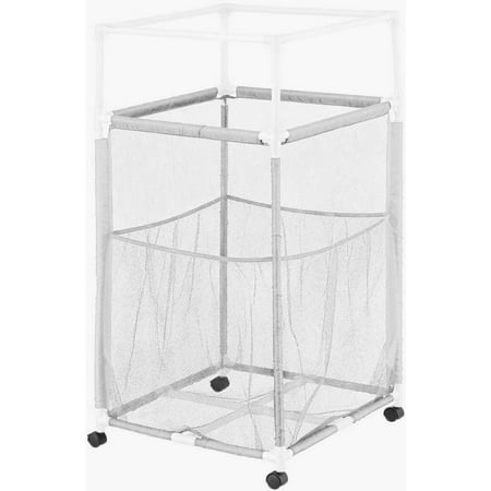 Essentially Yours Rolling Pool Noodle Storage Organizer Bin  24  W x 24  L x 38  H  White