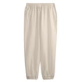 thumbnail image 4 of Men's Cotton Linen Jogger Pants Elastic Drawstring Waist Cuffed Ankle Relaxed Fit Lightweight Breathable Beach Lounge Sweatpants Beige L, 4 of 5