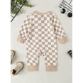 thumbnail image 4 of ZINTAOZT Newborn Baby Girl Boy One Piece Checkerboard Romper Long Sleeve Zipper Jumpsuit Spring Fall Clothes 0-12M, 4 of 8