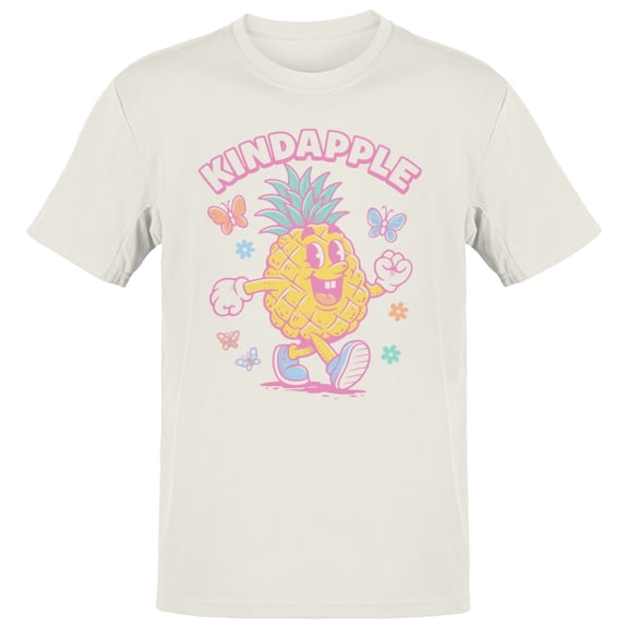 Smartprints Kindapple Pineapple Cartoon Men's T-Shirt Off White, Cotton, S